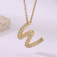 Simple Style Streetwear Letter Stainless Steel Plating Inlay Zircon Gold Plated Pendant Necklace sku image 23