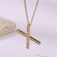Simple Style Streetwear Letter Stainless Steel Plating Inlay Zircon Gold Plated Pendant Necklace sku image 24