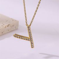 Simple Style Streetwear Letter Stainless Steel Plating Inlay Zircon Gold Plated Pendant Necklace sku image 25