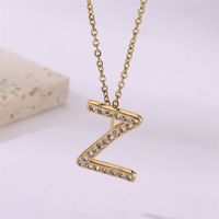 Simple Style Streetwear Letter Stainless Steel Plating Inlay Zircon Gold Plated Pendant Necklace sku image 26