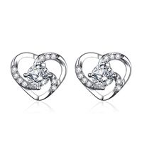 1 Pair Sweet Heart Shape Inlay Sterling Silver Zircon Ear Studs main image 2