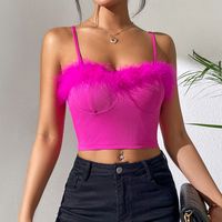 Women's Vest Tank Tops Feather Backless Streetwear Solid Color main image 5