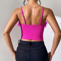 Women's Vest Tank Tops Feather Backless Streetwear Solid Color main image 4