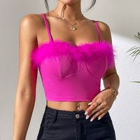 Women's Vest Tank Tops Feather Backless Streetwear Solid Color main image 3