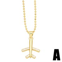 Ig Style Cool Style Airplane Copper 18k Gold Plated Zircon Pendant Necklace In Bulk sku image 1