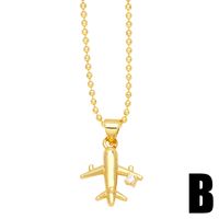 Ig Style Cool Style Airplane Copper 18k Gold Plated Zircon Pendant Necklace In Bulk main image 2