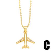 Ig Style Cool Style Airplane Copper 18k Gold Plated Zircon Pendant Necklace In Bulk main image 4