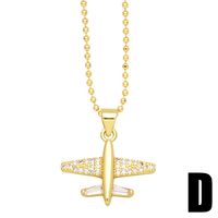 Ig Style Cool Style Airplane Copper 18k Gold Plated Zircon Pendant Necklace In Bulk main image 5