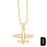 Ig Style Cool Style Airplane Copper 18k Gold Plated Zircon Pendant Necklace In Bulk sku image 3