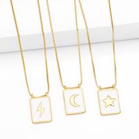Simple Style Square Star Moon Copper 18k Gold Plated Pendant Necklace In Bulk main image 1