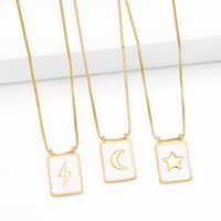 Simple Style Square Star Moon Copper 18k Gold Plated Pendant Necklace In Bulk main image 7