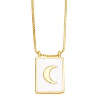 Einfacher Stil Quadrat Stern Mond Kupfer 18 Karat Vergoldet Halskette Mit Anhänger In Masse main image 6