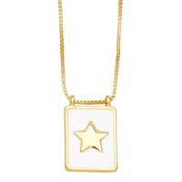 Einfacher Stil Quadrat Stern Mond Kupfer 18 Karat Vergoldet Halskette Mit Anhänger In Masse sku image 3