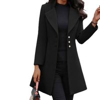 Women's Casual Vintage Style Solid Color Button Single Breasted Coat Woolen Coat main image 2