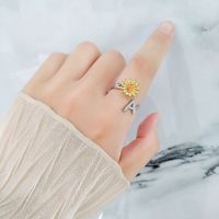 Lady Letter Flower Copper Plating Inlay Artificial Gemstones Open Rings main image 3