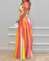 Women's Swing Dress Fashion V Neck Printing Short Sleeve Colorful Maxi Long Dress Party Date main image 3