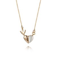 Simple Style Heart Shape Crown Copper Plating Rose Gold Plated Pendant Necklace sku image 1