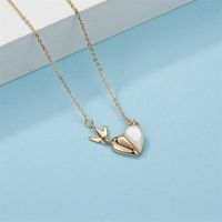 Simple Style Heart Shape Crown Copper Plating Rose Gold Plated Pendant Necklace main image 4