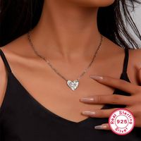 Simple Style Heart Shape Sterling Silver Plating White Gold Plated Pendant Necklace main image 1