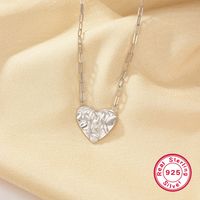 Simple Style Heart Shape Sterling Silver Plating White Gold Plated Pendant Necklace sku image 1