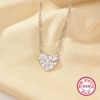 Simple Style Heart Shape Sterling Silver Plating White Gold Plated Pendant Necklace main image 3