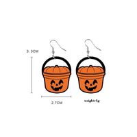 1 Paire Exagéré Motif Halloween Citrouille Chat Bois Crochet D'oreille main image 4