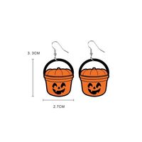 1 Pair Exaggerated Halloween Pattern Pumpkin Cat Wood Ear Hook sku image 3