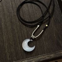Chinoiserie Geometric Moon Opal Couple Pendant Necklace main image 2