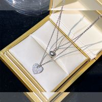 Ig Style Elegant Korean Style Heart Shape Copper Double Layer Necklaces sku image 1