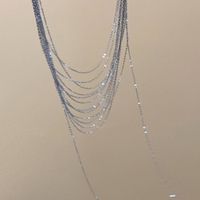 Lady Modern Style Solid Color Titanium Steel Tassel Plating Layered Necklaces main image 3