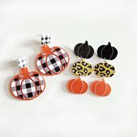 1 Pair Funny Pumpkin Plaid Arylic Drop Earrings main image 1