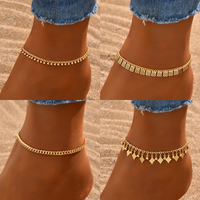 Simple Style Square Solid Color Rhombus 18k Gold Plated Copper Wholesale Anklet main image 1