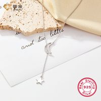 Elegant Cute Simple Style Star Moon Sterling Silver Plating White Gold Plated Pendant Necklace main image 6