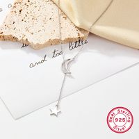 Elegant Cute Simple Style Star Moon Sterling Silver Plating White Gold Plated Pendant Necklace main image 8