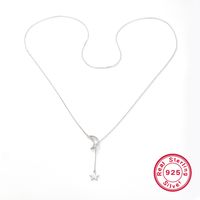 Elegant Cute Simple Style Star Moon Sterling Silver Plating White Gold Plated Pendant Necklace main image 5