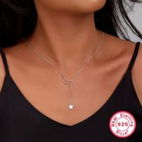 Élégant Style Simple Star Lune Argent Sterling Placage Or Blanc Plaqué Pendentif main image 1