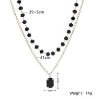 Wholesale Jewelry Simple Style Rectangle Glass Bead Iron Acrylic Beaded Plating Inlay Double Layer Necklaces sku image 1