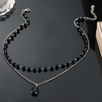 Wholesale Jewelry Simple Style Rectangle Glass Bead Iron Acrylic Beaded Plating Inlay Double Layer Necklaces main image 1