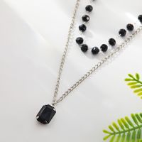 Wholesale Jewelry Simple Style Rectangle Glass Bead Iron Acrylic Beaded Plating Inlay Double Layer Necklaces main image 2