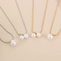 Stainless Steel 18K Gold Plated Lady Plating Pearl Pendant Necklace main image 1