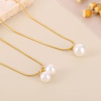 Stainless Steel 18K Gold Plated Lady Plating Pearl Pendant Necklace main image 3