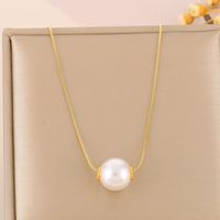 Stainless Steel 18K Gold Plated Lady Plating Pearl Pendant Necklace main image 4