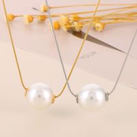 Stainless Steel 18K Gold Plated Lady Plating Pearl Pendant Necklace main image 5