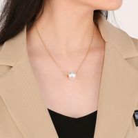 Stainless Steel 18K Gold Plated Lady Plating Pearl Pendant Necklace main image 8