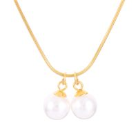 Stainless Steel 18K Gold Plated Lady Plating Pearl Pendant Necklace sku image 6