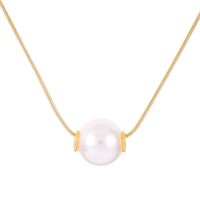 Stainless Steel 18K Gold Plated Lady Plating Pearl Pendant Necklace sku image 7