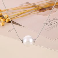 Stainless Steel 18K Gold Plated Lady Plating Pearl Pendant Necklace sku image 4