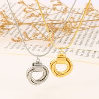 Stainless Steel 18K Gold Plated Simple Style Plating Circle Pendant Necklace main image 5