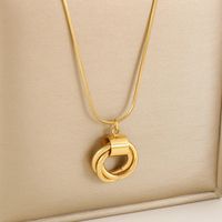 Stainless Steel 18K Gold Plated Simple Style Plating Circle Pendant Necklace main image 4