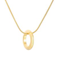 Stainless Steel 18K Gold Plated Simple Style Plating Circle Pendant Necklace sku image 2